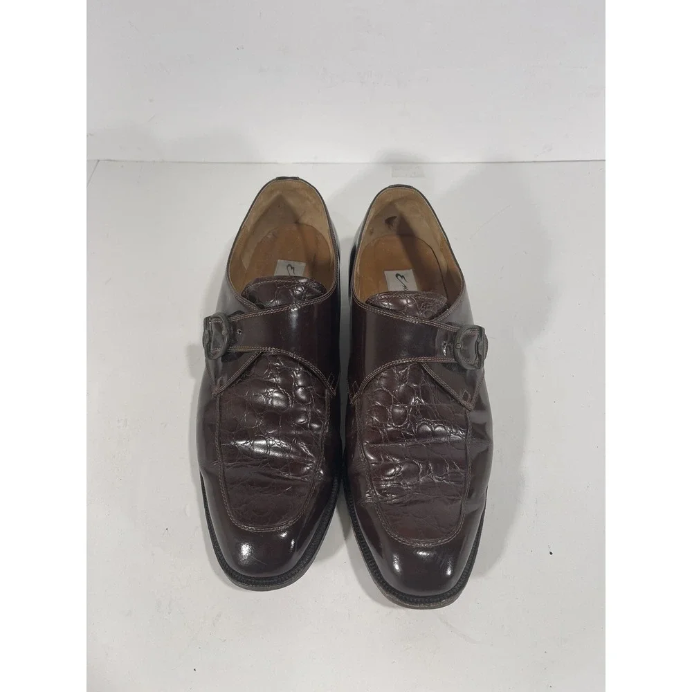 Emilio Bianco Buenos Aires Men Dark Brown Leather Monk Strap Shoe Argentina 10.5